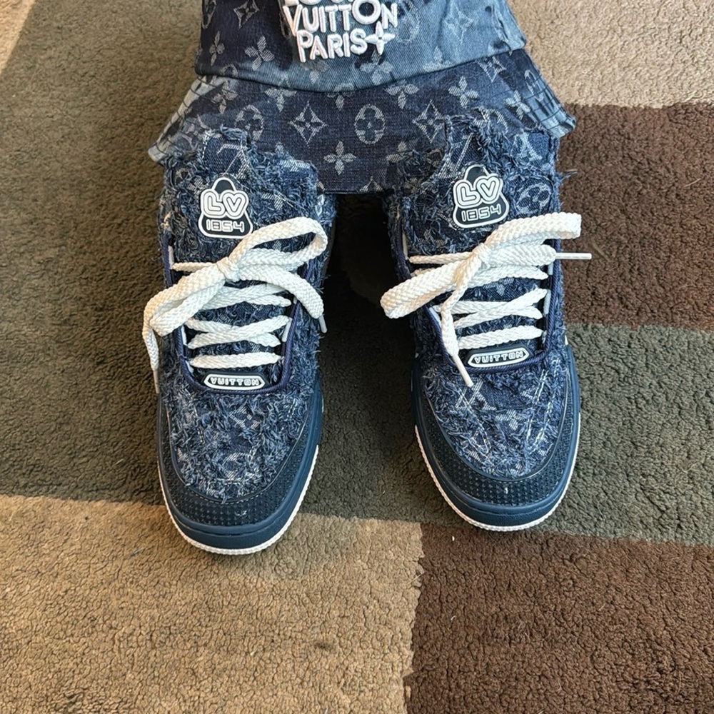 Louis Vuitton Denim and White Sneakers